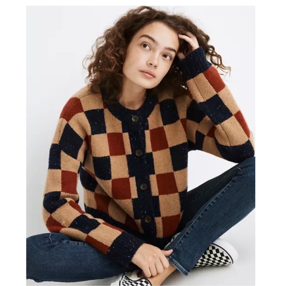 Madewel checkred cardigan